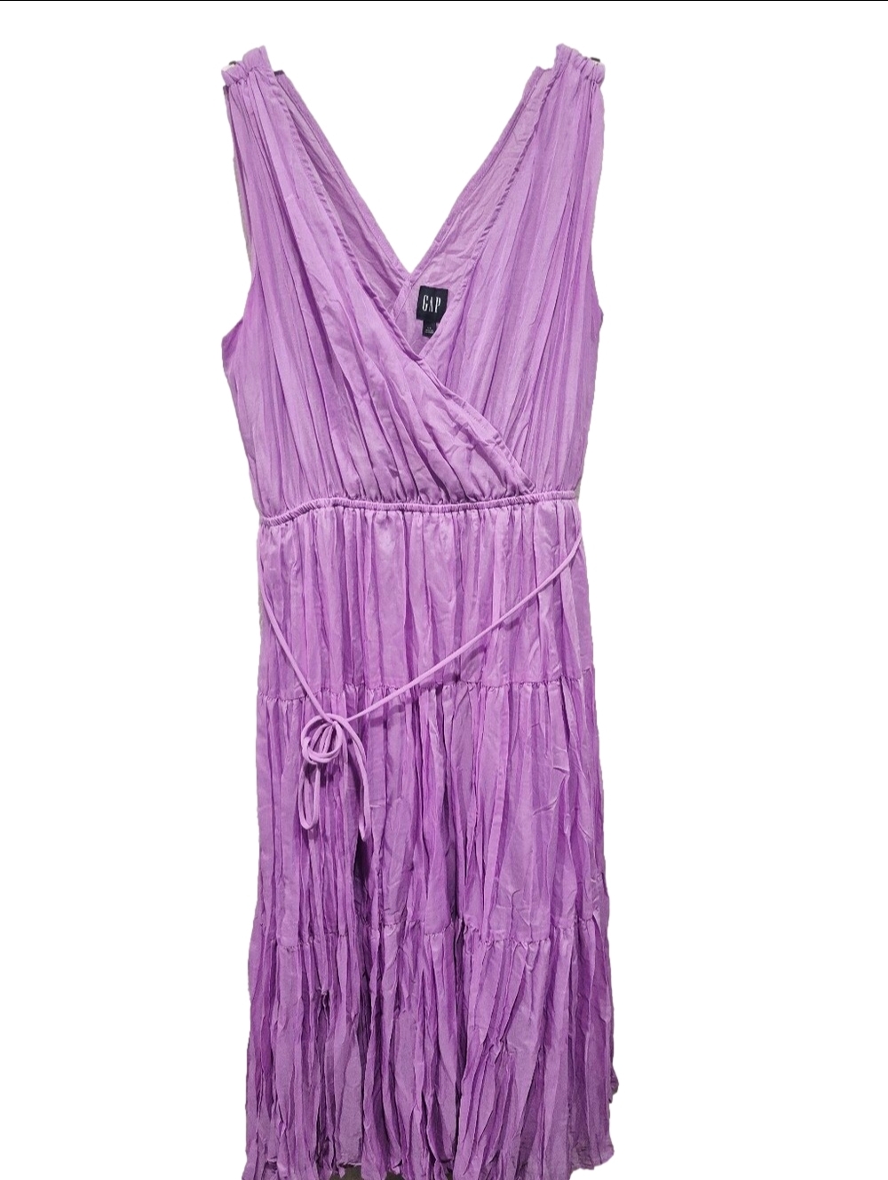GAP Pleated Tiered Maxi V-neck Purple Dress